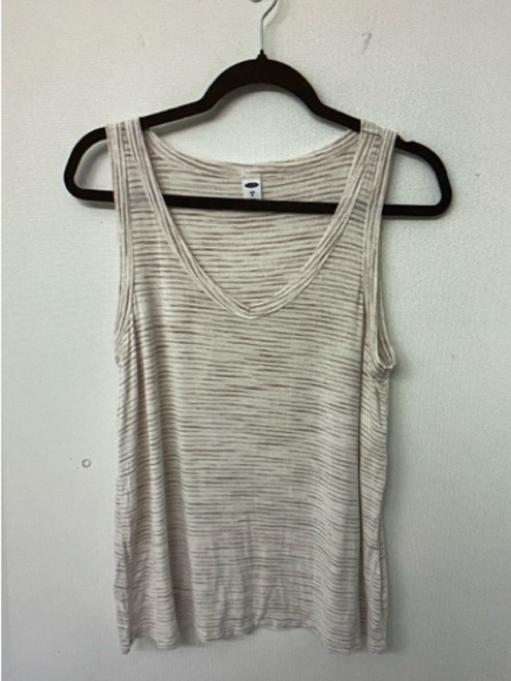 Old Navy Beige Heathered V-Neck Tank Top